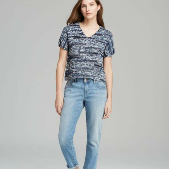 EILEEN FISHER Sweater Top Crochet Style V-Neck Soft Lightweight Cozy Indigo Blue - Picture 12 of 12